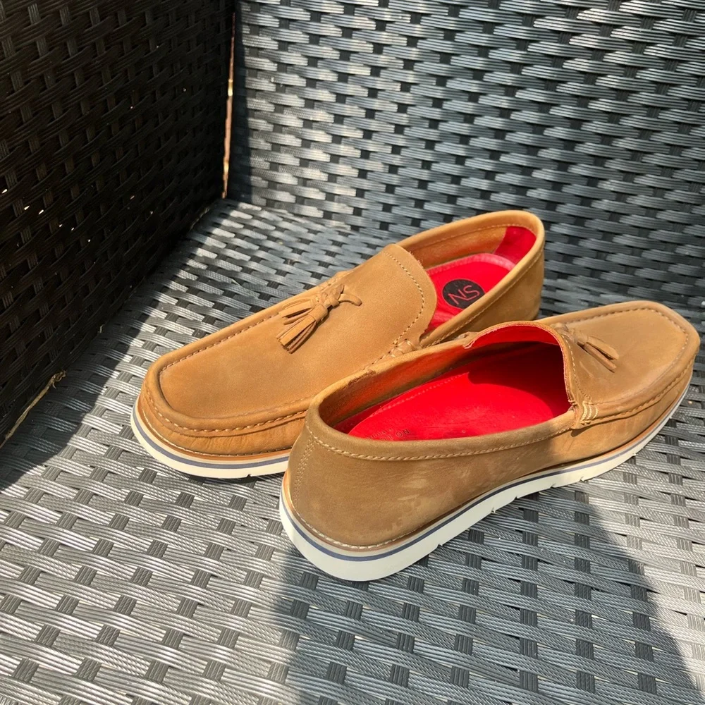 Men's Tan Tassel Loafers - Classic Slip-On Dress Casual